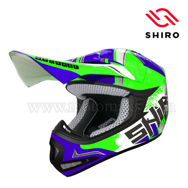 Casco Cross Niño Shiro MX-306 "Brigade" Verde Fluor.
