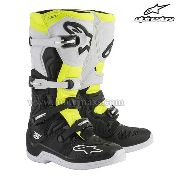 Botas Alpinestars "Tech 5" Negras-Blancas-Amarillas FL.