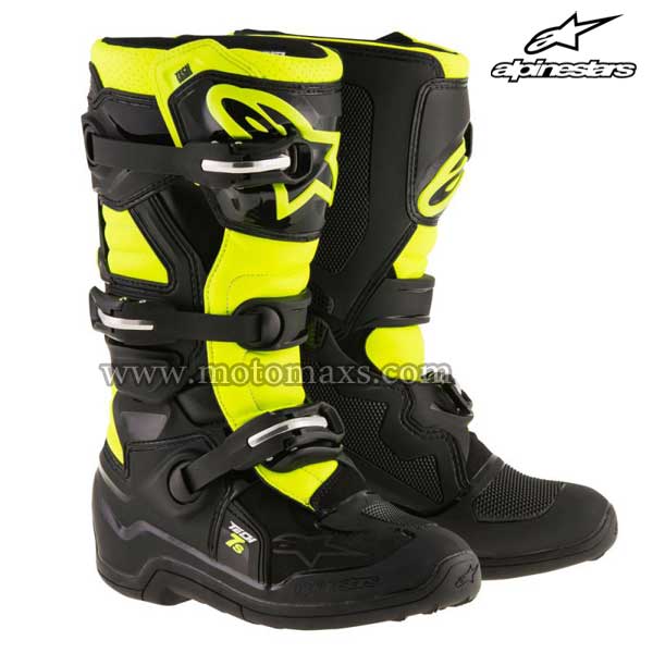 Botas Alpinestars Infantil "Tech 7S" Negras-Amarillas Flúor.