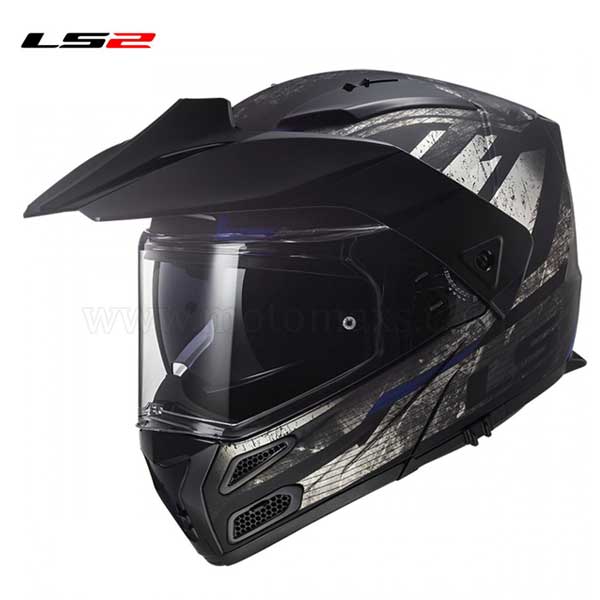 Casco LS2 Metro P/J FF324 "Buzz" Negro Mate-Titanio-Azul.