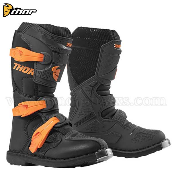 Botas Cross Thor Infantil "Blitz XP" Carbono-Naranjas.