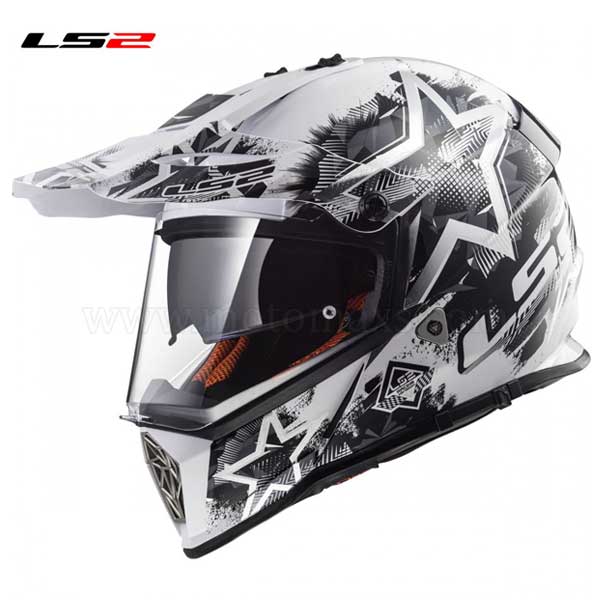 Casco Cross LS2 Pioneer MX436 "Chaos" Blanco-Negro.