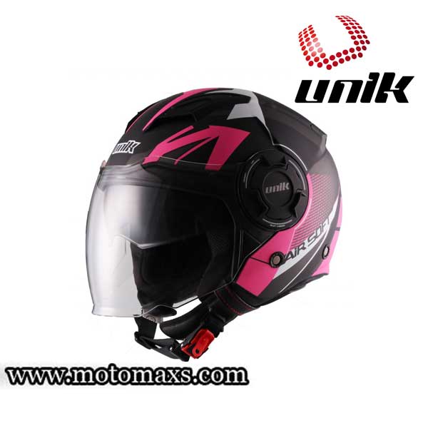 Casco Jet Unik "CJ-11 AIRSOFT" Negro-Rosa