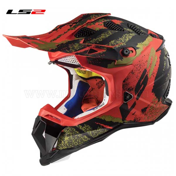 Casco Cross LS2 Subverter MX470 "Claw" Negro Mate-Rojo.