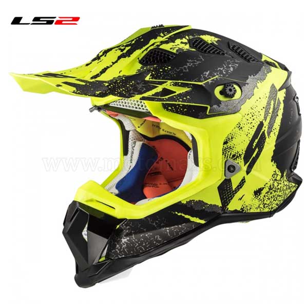 Casco Cross LS2 Subverter MX470 "Claw" Negro Mate-Amarillo.