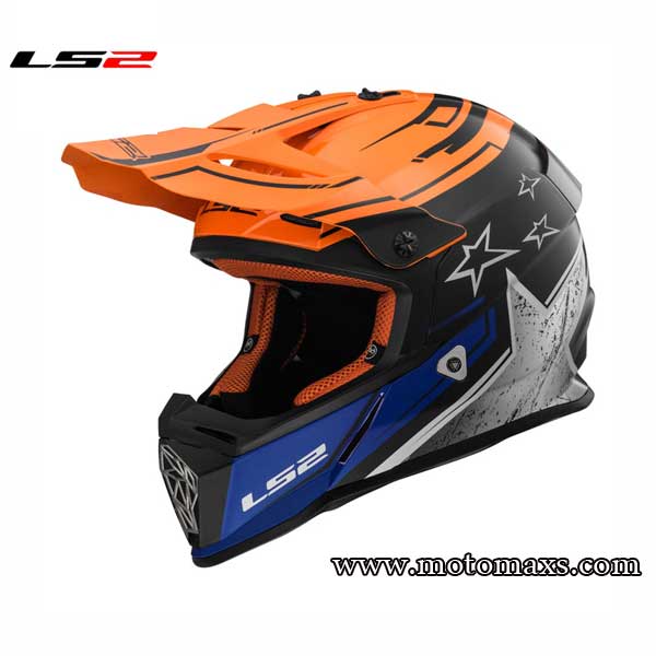 Casco Cross LS2 Fast MX437 "Core" Negro Mate-Naranja.