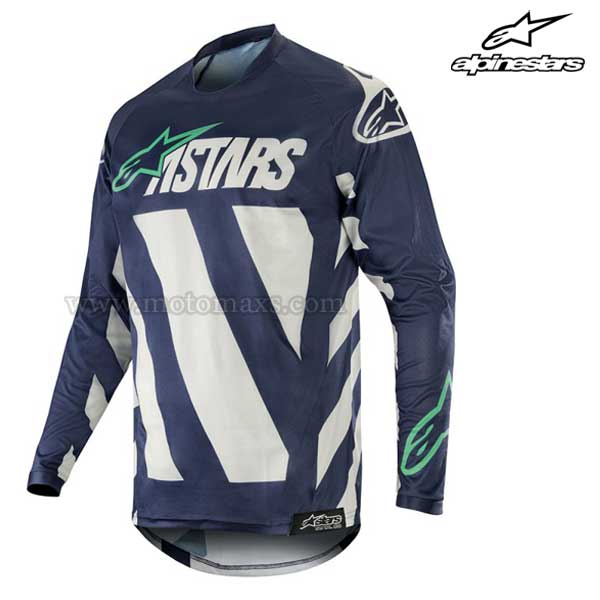 Camiseta Alpinestars "Racer Braap" Gris-Azul MA-Verde AZL.