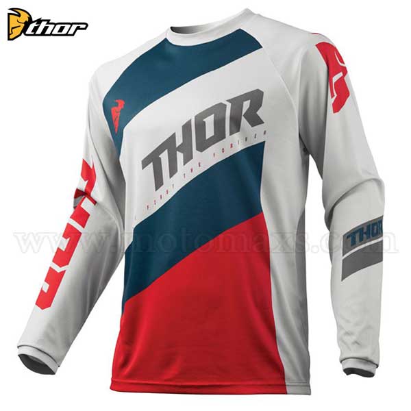 Camiseta Thor Infantil "Sector Shear" Gris Claro-Roja.