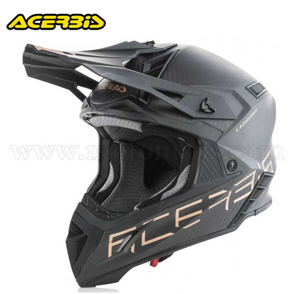 Casco Cross Acerbis "Steel Carbon" Negro-Oro.