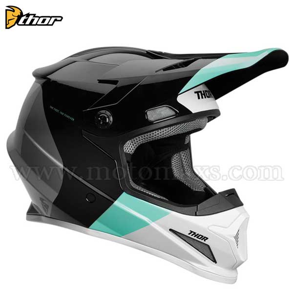 Casco Cross Thor Sector "Bomber" Negro-Menta.