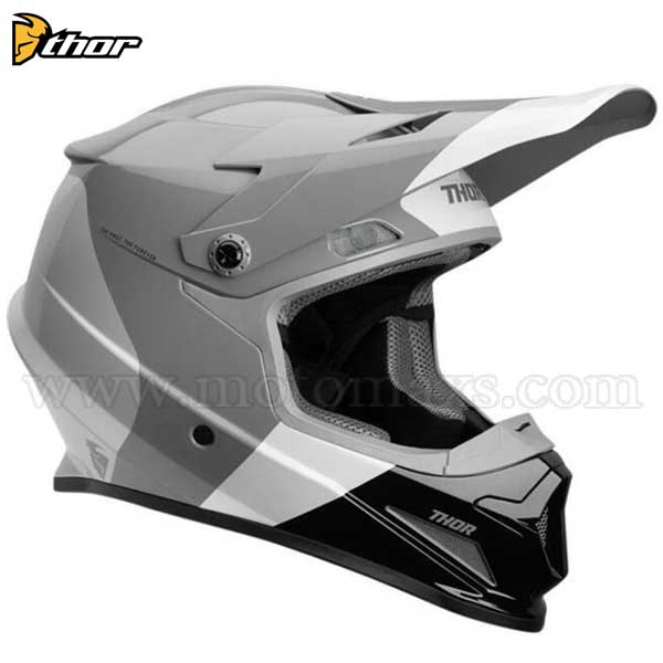 Casco Cross Thor Sector "Bomber" Carbón-Blanco.