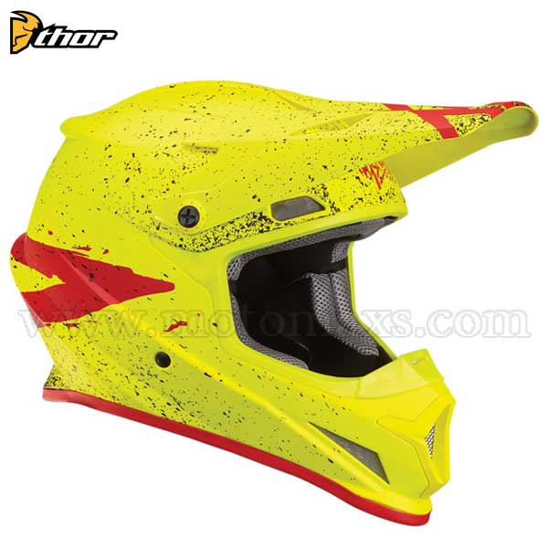 Casco Cross Thor Sector "Hype" Ácido-Rojo.