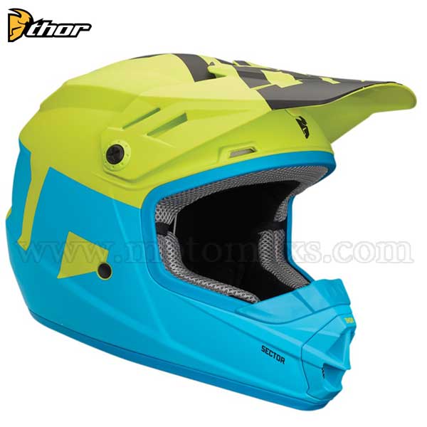 Casco Cross Thor Sector Infantil "Level" Azul Eléctrico-Lima.