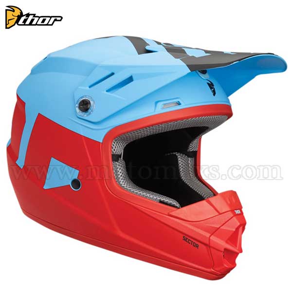 Casco Cross Thor Sector Infantil "Level" Azul-Rojo.