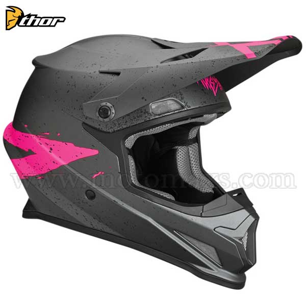 Casco Cross Thor Sector "Hype" Carbón-Rosa.