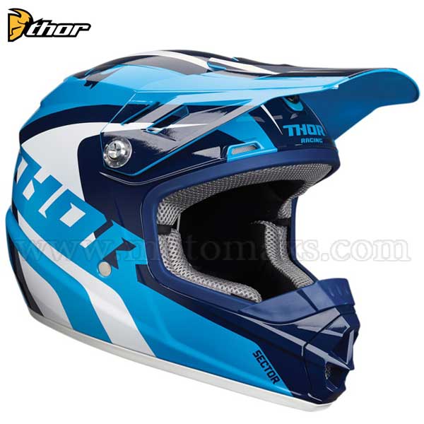 Casco Cross Thor Sector Infantil "Richochet" Azul-Blanco.