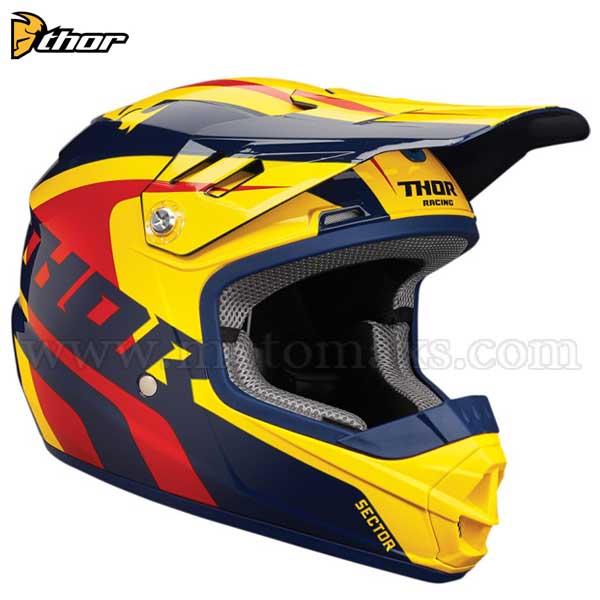 Casco Cross Thor Sector Infantil "Richochet" Azul MA-Amarillo.