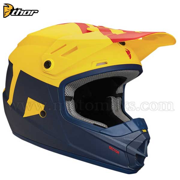 Casco Cross Thor Sector Infantil "Level" Azul Marino-Amarillo.