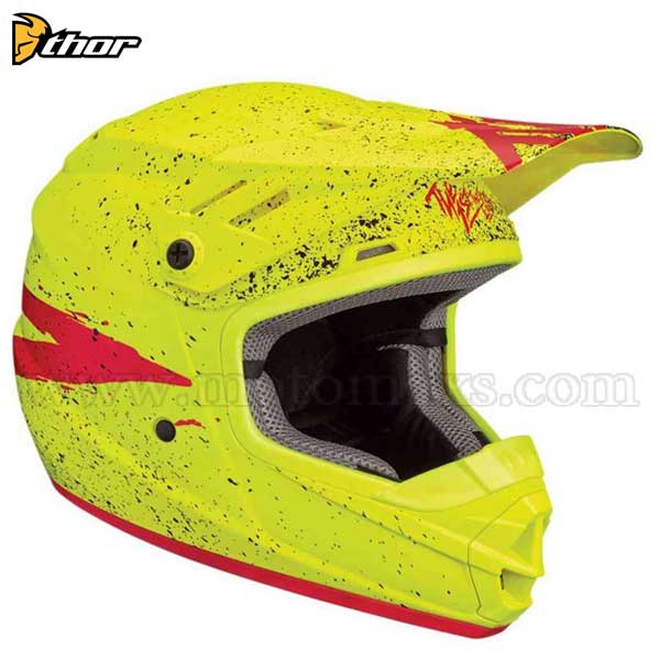 Casco Cross Thor Sector Infantil "Hype" Ácido-Rojo.