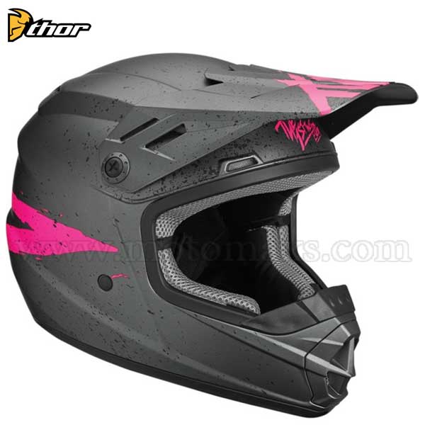 Casco Cross Thor Sector Infantil "Hype" Carbón-Rosa.