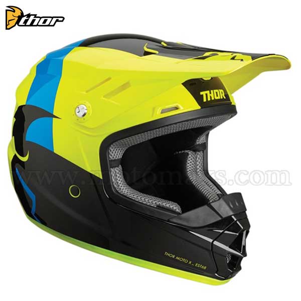 Casco Cross Thor Sector Infantil "Shear" Negro-Ácido.
