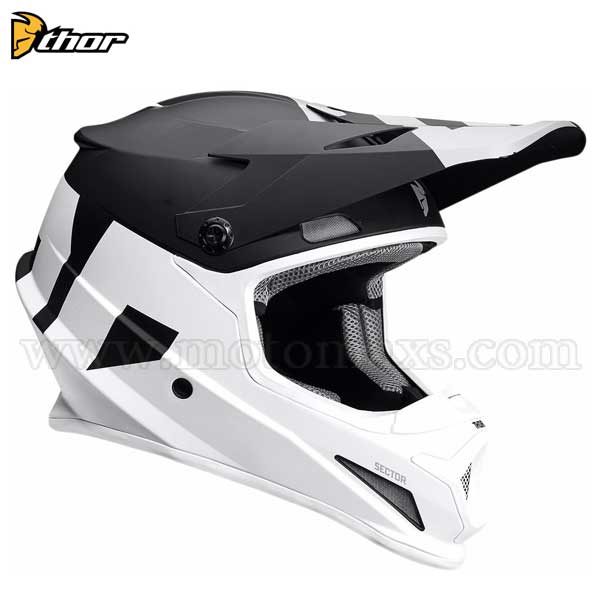 Casco Cross Thor Sector "Level" Negro-Blanco.
