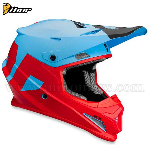 Casco Cross Thor Sector "Level" Azul-Rojo.