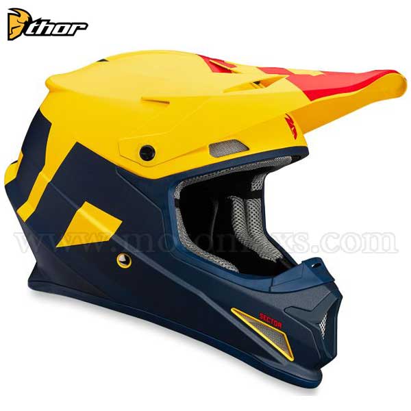 Casco Cross Thor Sector "Level" Azul Marino-Amarillo.