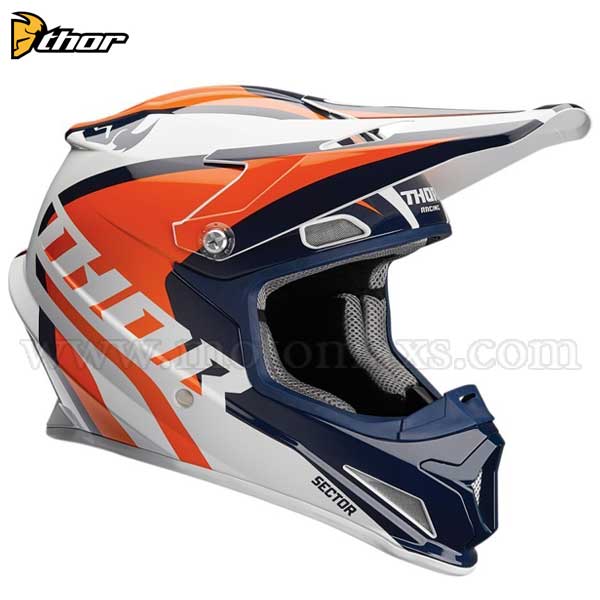 Casco Cross Thor Sector "Richochet" Azul Marino-Naranja.