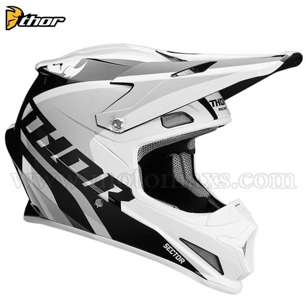 Casco Cross Thor Sector "Richochet" Blanco-Gris.