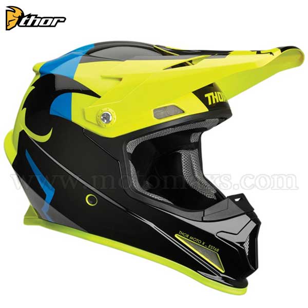 Casco Cross Thor Sector "Shear" Negro-Ácido.