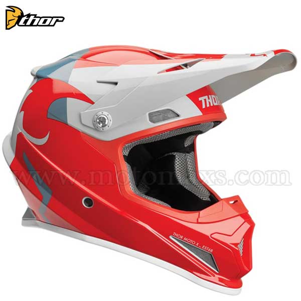 Casco Cross Thor Sector "Shear" Rojo-Gris Claro.