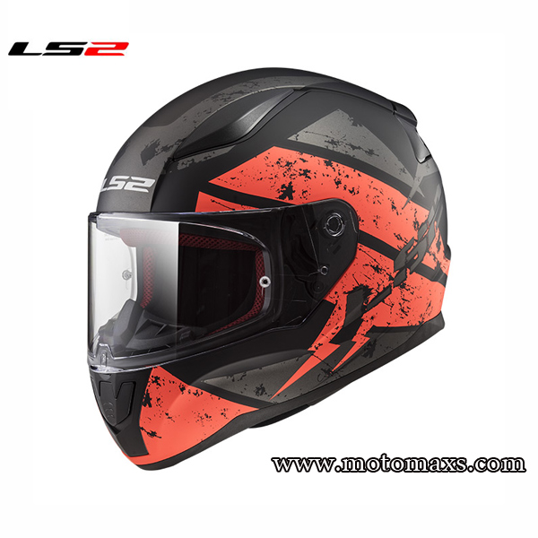 Casco LS2 Rapid FF353 "Deadbolt" Negro Mate-Naranja.