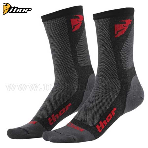 Calcetines Cross Thor "Dual Sport" Carbono-Rojos.