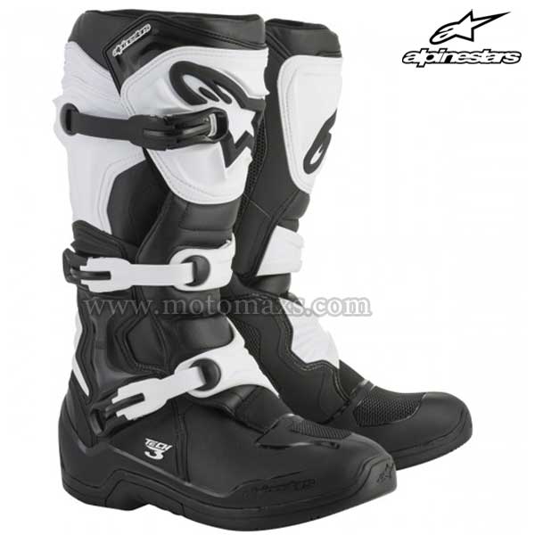 Botas Alpinestars "Tech 3" Negras-Blancas.