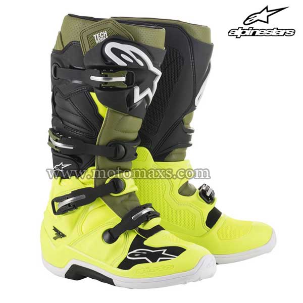Botas Alpinestars "Tech 7" Amarillas FL-Verdes ML-Negras.