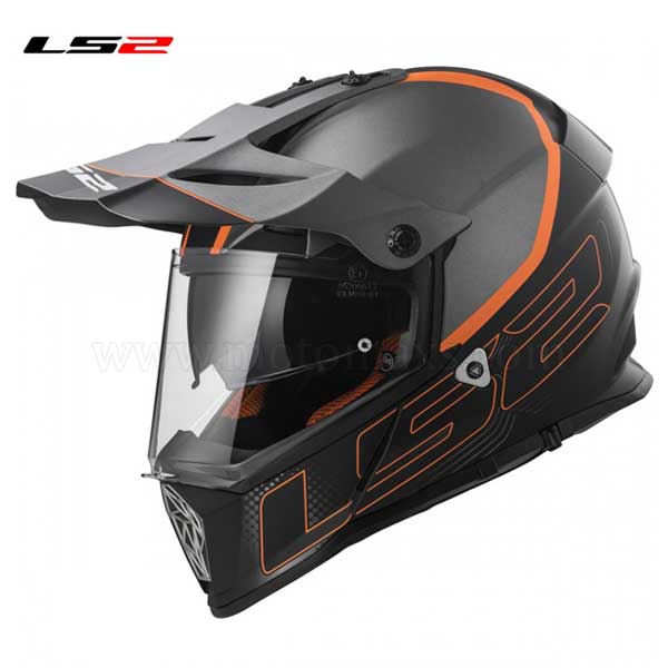 Casco Cross LS2 Pioneer MX436 "Element" Titanio Mate-Negro.