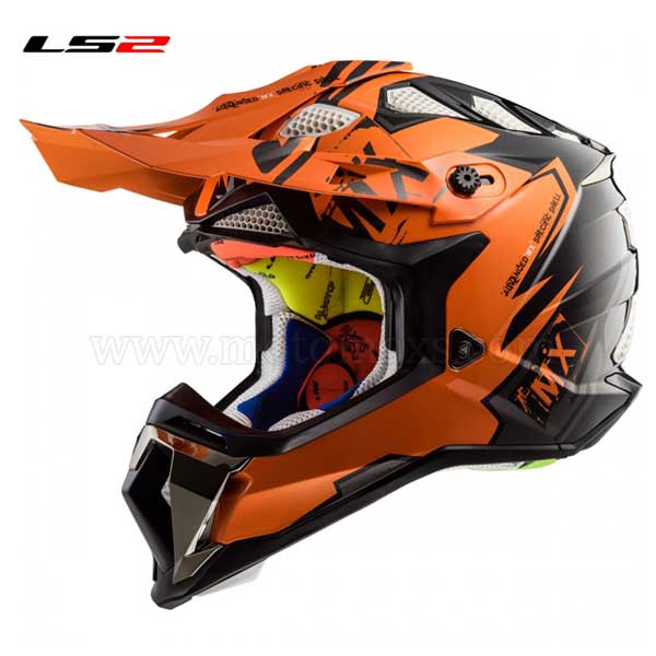 Casco Cross LS2 Subverter MX470 "Emperor" Negro-Naranja.