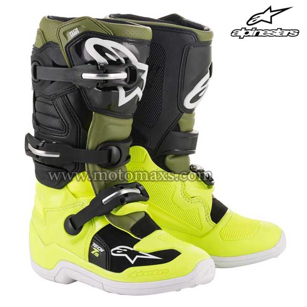 Botas Alpinestars Infantil "Tech 7S" Amarillas FL-Verdes ML-NG.