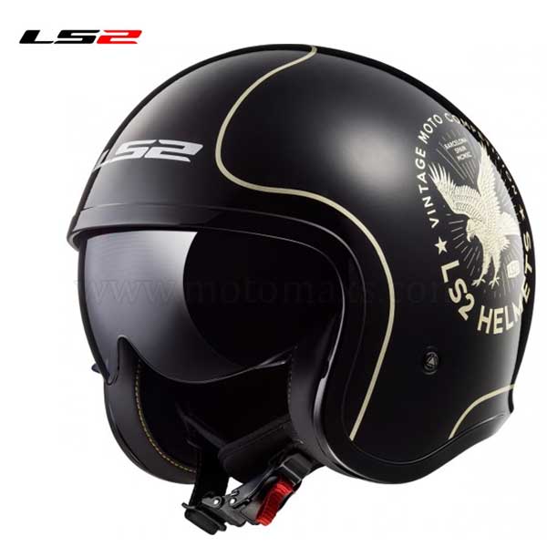 Casco Jet LS2 Spitfire OF599 "Flier" Negro-Oro.