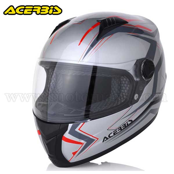 Casco Acerbis "FS-807" Plateado-Rojo.