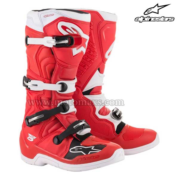 Botas Alpinestars "Tech 5" Rojas-Blancas.