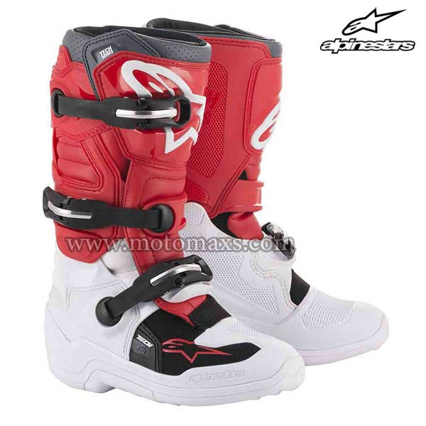 Botas Alpinestars Infantil "Tech 7S" Blancas-Rojas-Grises.