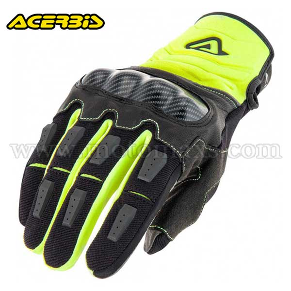 Guantes Cross Acerbis "Carbon "G" 3.0" Amarillos Fluo-Negros.