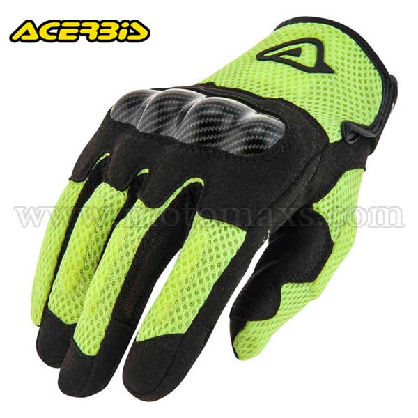 Guantes Cross Acerbis "Ramsey My Vented" Negros-Amarillos Fluo.