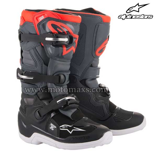 Botas Alpinestars Infantil "Tech 7S" Negras-Grises OS-Rojas FL.