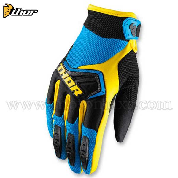 Guantes Cross Thor "Spectrum" Azules-Negros-Amarillos.