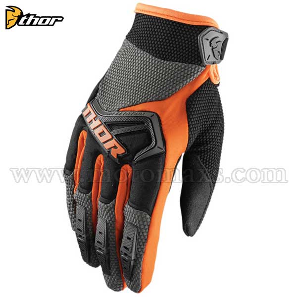 Guantes Cross Thor "Spectrum" Carbón-Naranjas.