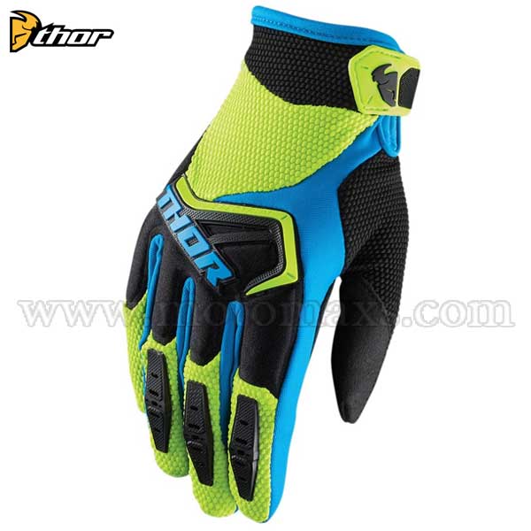 Guantes Cross Thor "Spectrum" Verdes-Negros-Azules.