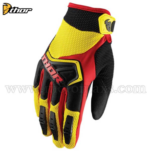 Guantes Cross Thor "Spectrum" Amarillos-Negros-Rojos.